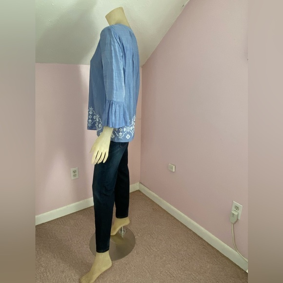 LOFT Embroidered Boho Ruffle Sleeved Top - Picture 4 of 15